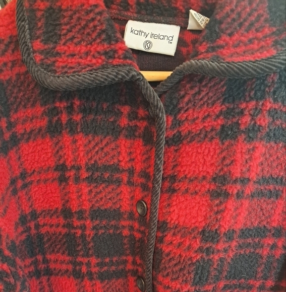 Kathy Ireland Buffalo Check Fleece Cropped Jacket - Picture 9 of 11